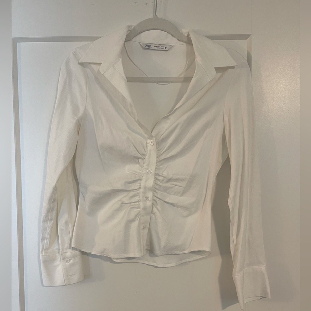 White long sleeve blouse Zara brand size Small